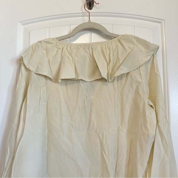 NWT WeWoreWhat boho ruffle peasant sleeve blouse lightweight cream women’s large - Picture 3 of 10